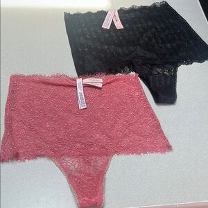 Victoria's Secret Lace Panties - Black and Pink